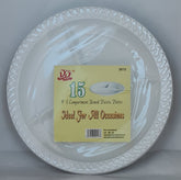 Dina Deluxe Round Plastic Plates 9'' (3 Compartment) (15 Pcs)